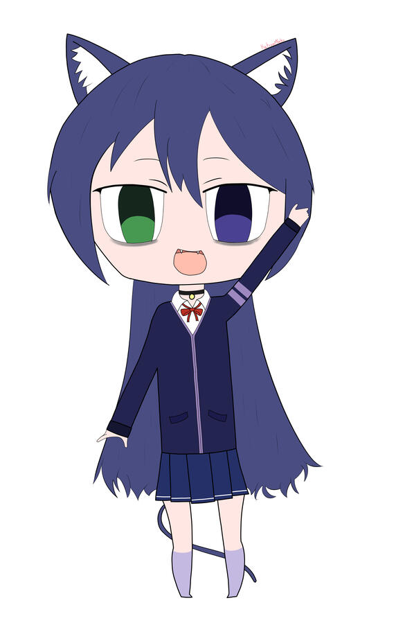 An image I drew of my friend's OC, Lula, in chibi style!